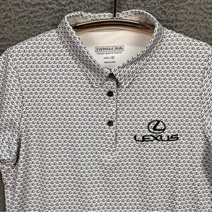 Lexus Polo Shirt Womens XS All Over Print Black/White Embroidered Logo Luxury